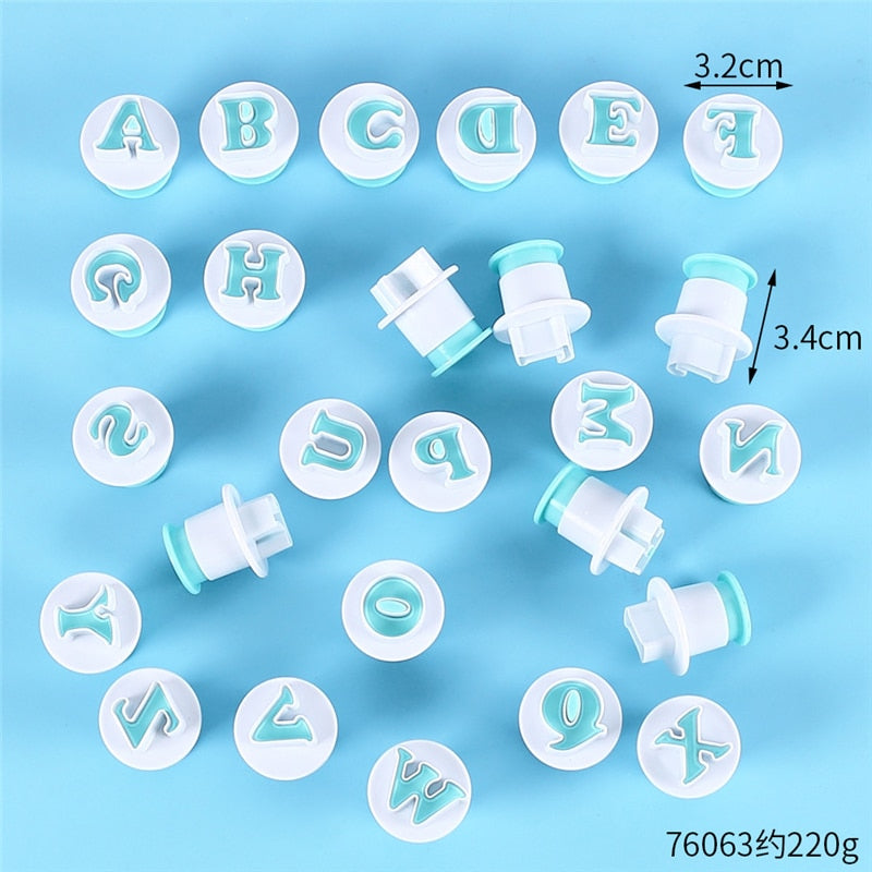 Baking Pastry Mold Letter Fondant Cookie Chocolate Biscuit Cutter Upper&Lowercase Alphabet and Number DIY Cake Decorating Tools