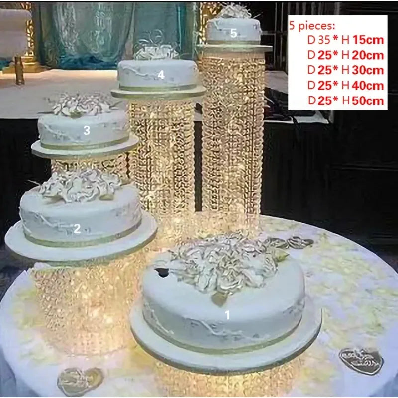 Metal Gold Crystal Cake Stand for Wedding Birthday Home Party Cupcake Stand Supplies and Decorations