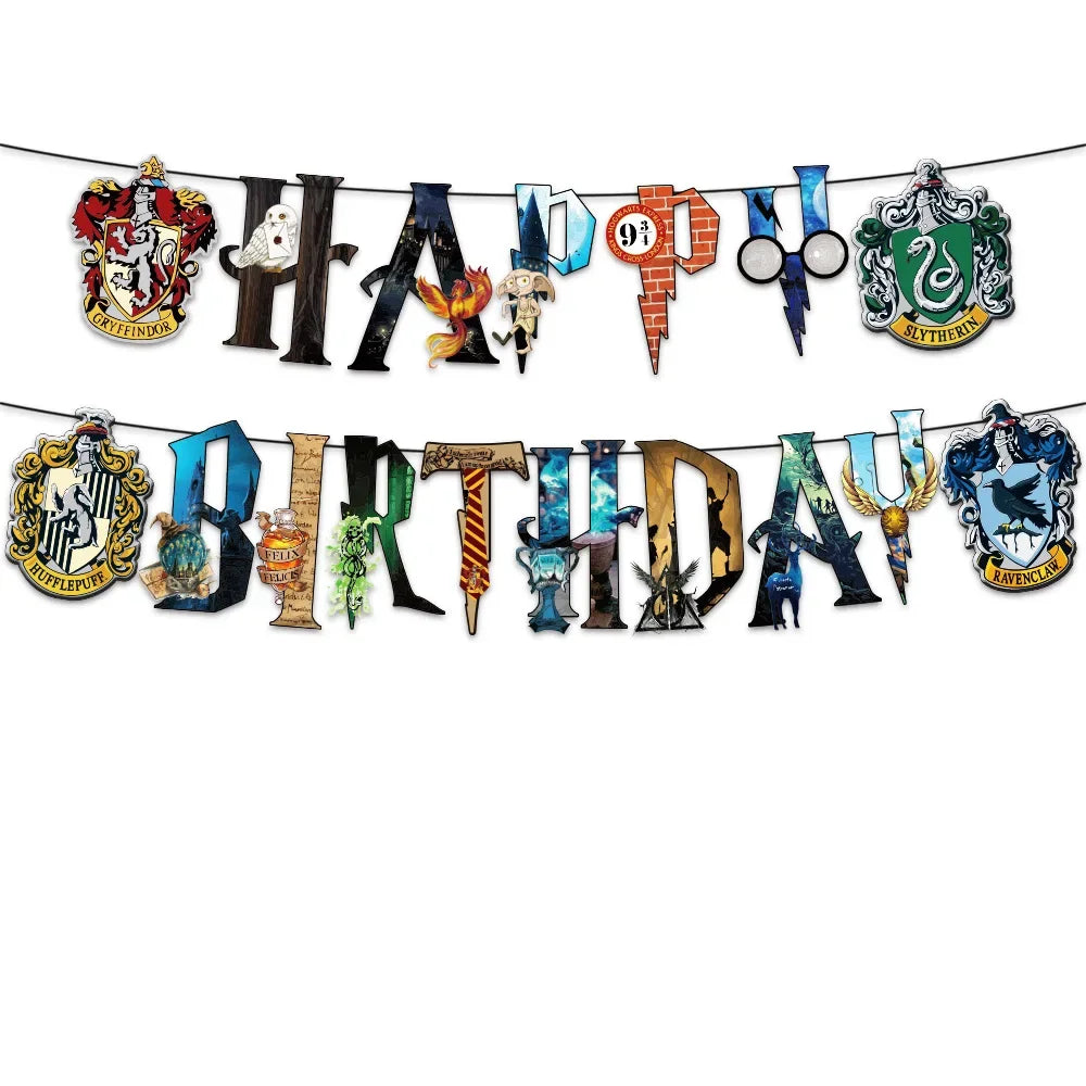 Cartoon Harry Potter Theme DIY Balloons Party Supplies Birthday Banner Latex Balloon Decoration Cake Supplies Kid Girl gift