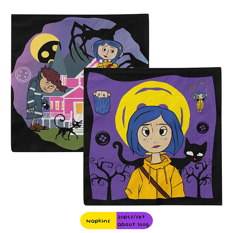 Disney Cartoon Coraline Girl Theme DIY disposable Party Supplies Birthday Decoration Cake Supplies Kid Tissue paper box gift