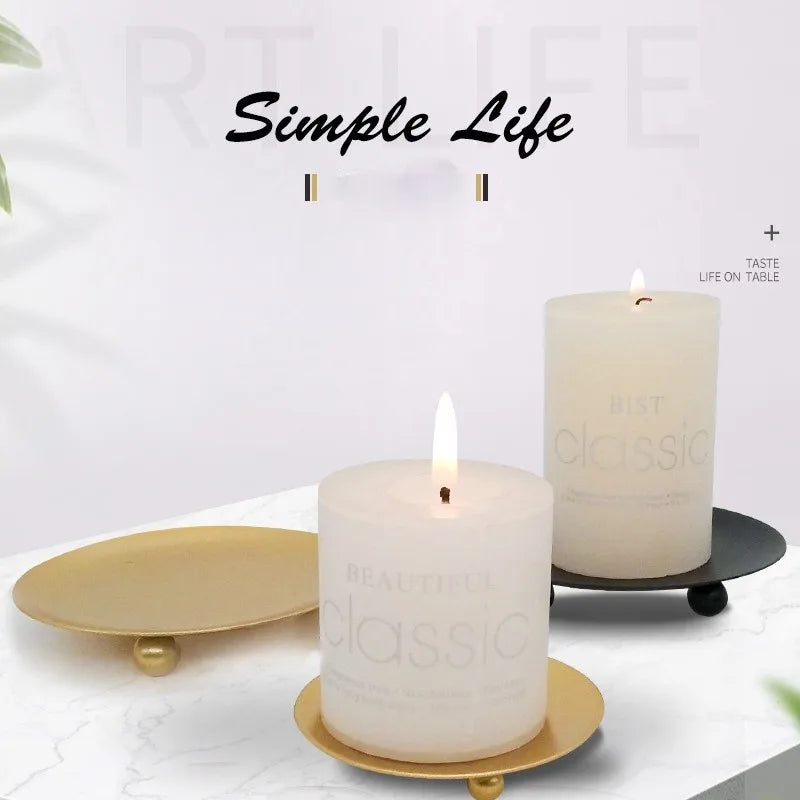 7/9/11cm Iron Plate Candle Holder Decorative Iron Pillar Candle Plate Pedestal Candle Stand for Wax Candles Spa Birthday Party