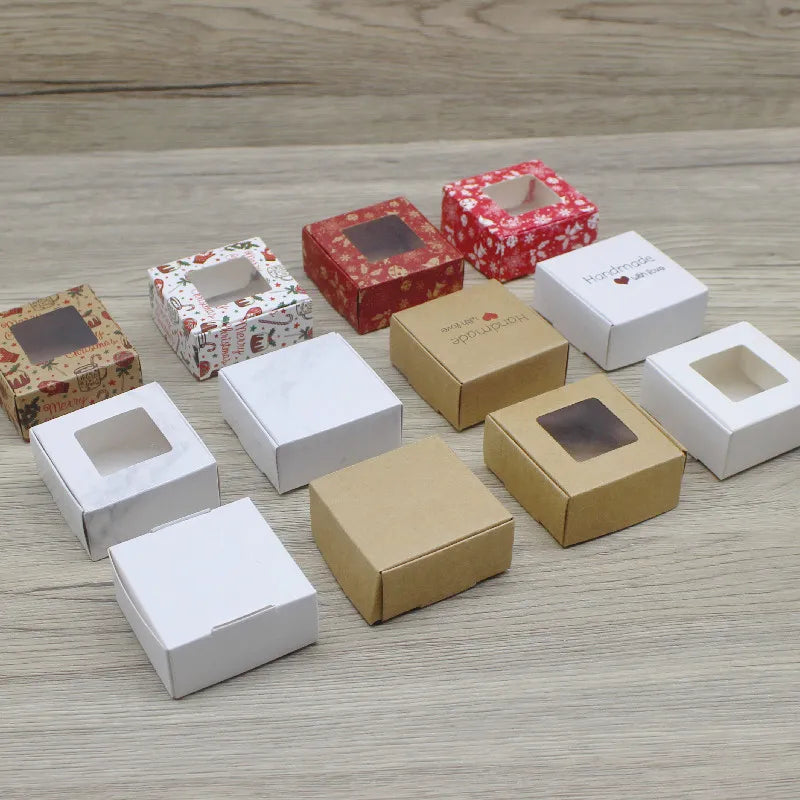 10pcs Kraft Paper Gift Boxes (5.5×5.5×2.5cm) – DIY Packaging for Christmas, Candy & Party Favors
