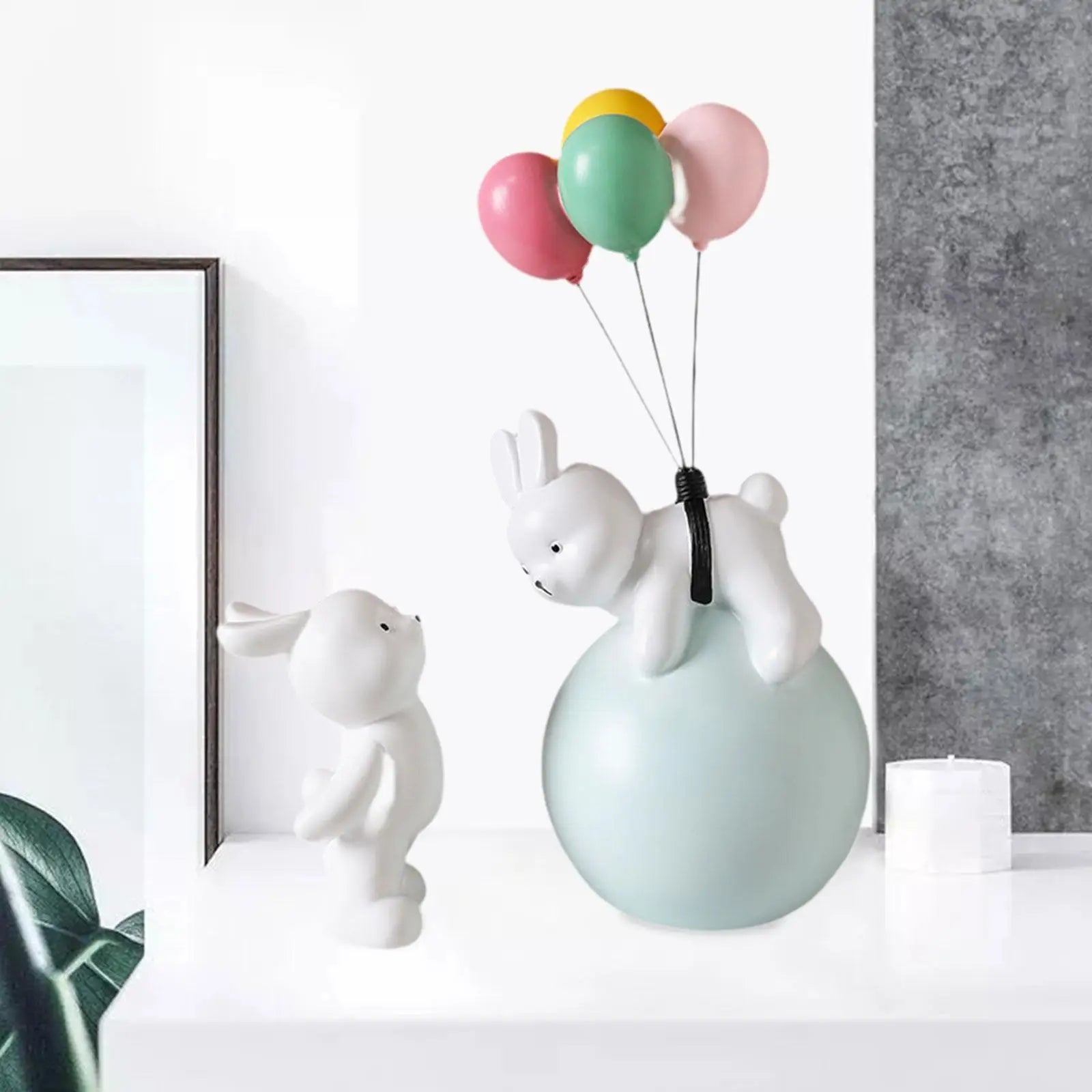 Balloon Bunny Figurine, Funny Tabletop Ornaments for Living Room TV Stand Bookshelf Arrangement Desktop