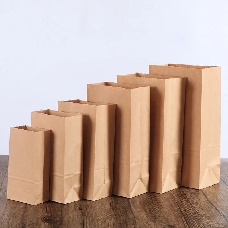 25/50pcs kraft paper bags brown exquisite gift bag recyclable takeout bags food baking packaging bag candy storage wholesale