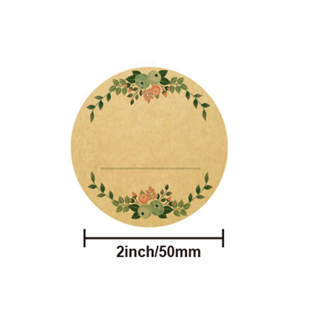 50–500pcs 2-Inch Kraft Paper Flower Thank You Stickers – Labels for Gift Packaging, Baking & Small Business Use