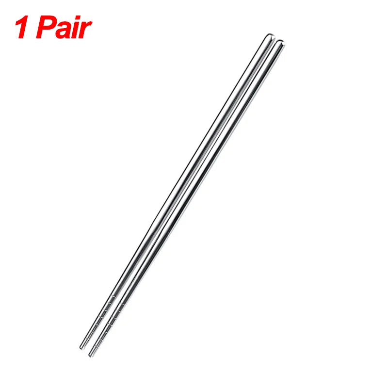 1/2/5 Pairs Chinese Chopsticks Stainless Steel Non-slip Sushi Chopstick Korean Japanese Food Metal Sticks Kitchen Tableware Set