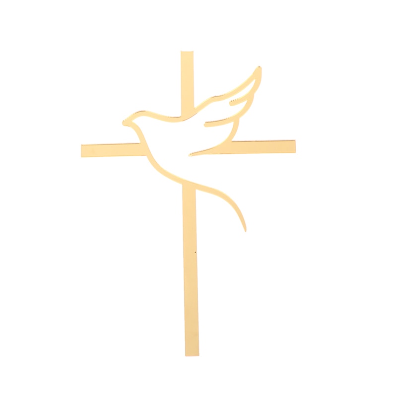 Dove & Cross First Holy Communion Religious Cake Topper Wood Christening Cake Insert Decor God Bless Baby Birthday Party Supplie