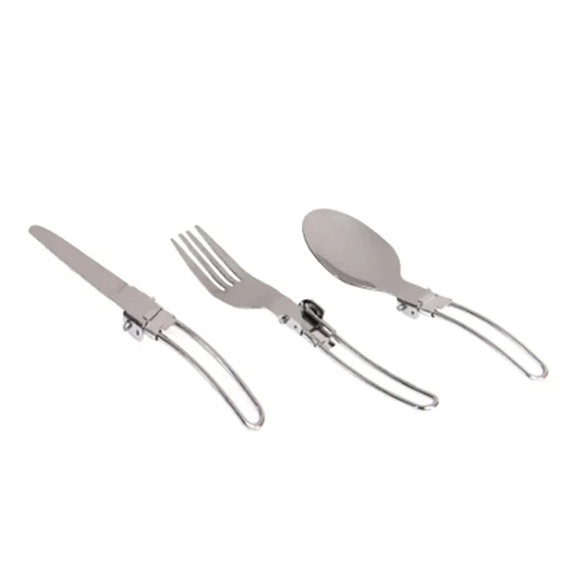 Camping Foldable Fork Knife Spoon Set Outdoor Camp Picnic Slice Tableware Tourist Cooking Equipment Supplies
