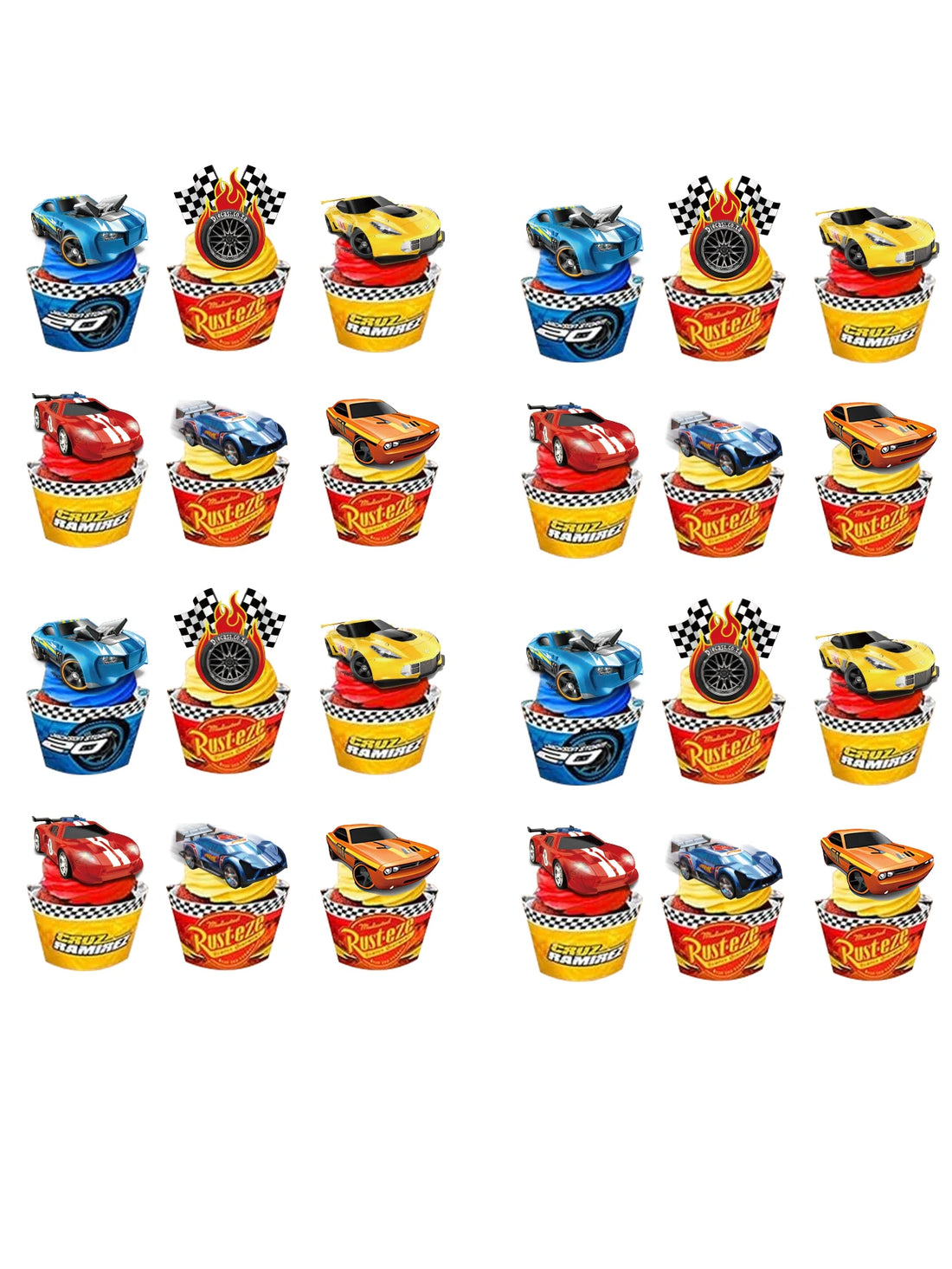 Hot wheels Cake Topper Hanging Swirls Decorations Happy Birthday Party Supplies for Boys Gifts Baby Shower Party Favors Table