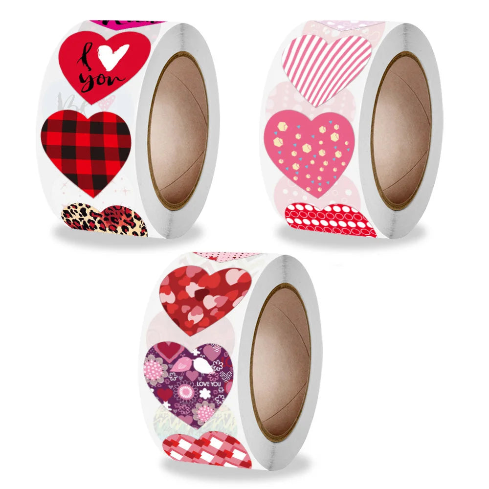 500pcs Valentine’s Day Heart Stickers – Thank You Seal Labels for Candy Bags, Gifts & Scrapbooking