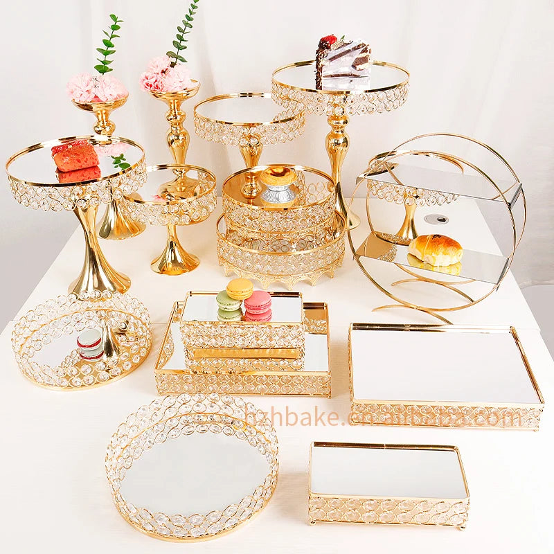 New Design Party Decorations 16-Piece Aluminum Alloy Golden Dessert Stand Wedding Supplies Cake Stand Suit Dessert Table