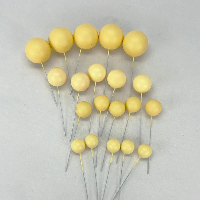 20pcs Gold & Silver Cake Toppers – Happy Birthday Ball Picks for Cupcakes, Wedding & Christmas Decorations