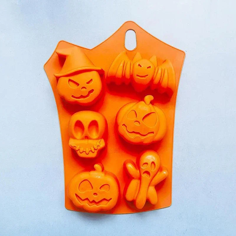 Halloween Chocolate Candy Mold 3D Pumpkin Bat Skull Jelly Biscuit Cake Mould Baking Tool Cookie Cutter Reusable DIY Model Party