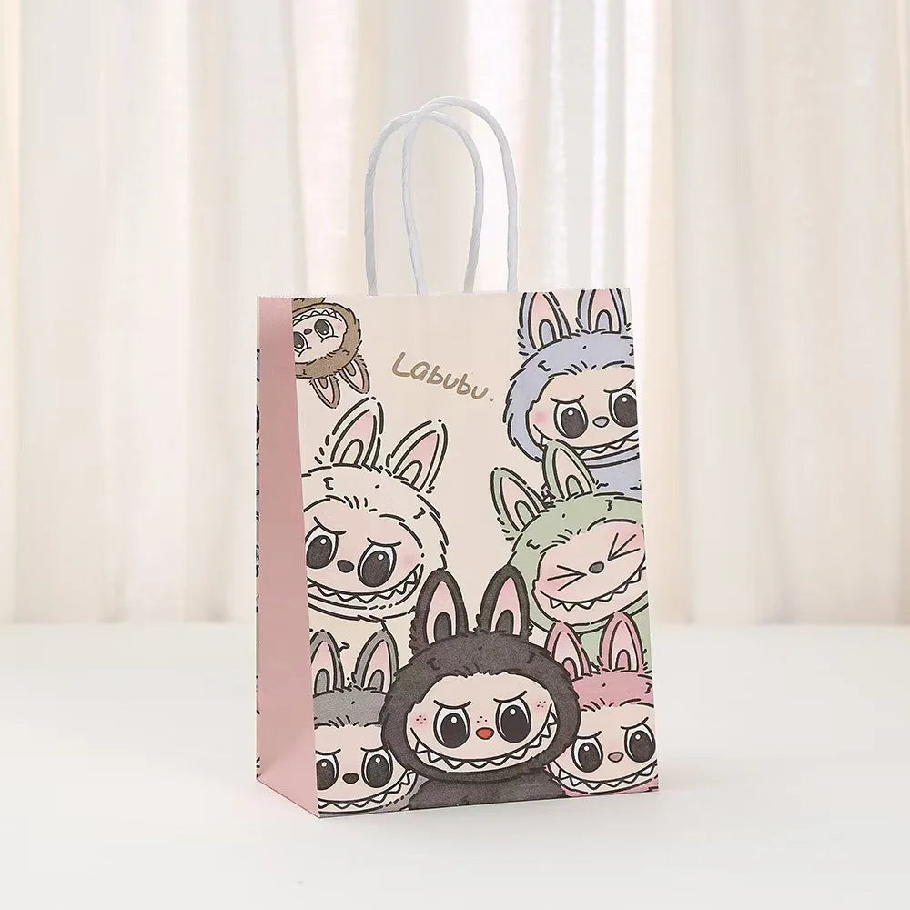 Cartoon Labubu Gift Bag Candy Snacks Birthday Gift Bag 10 Pack Gift Baking Shopping Portable Paper Bag