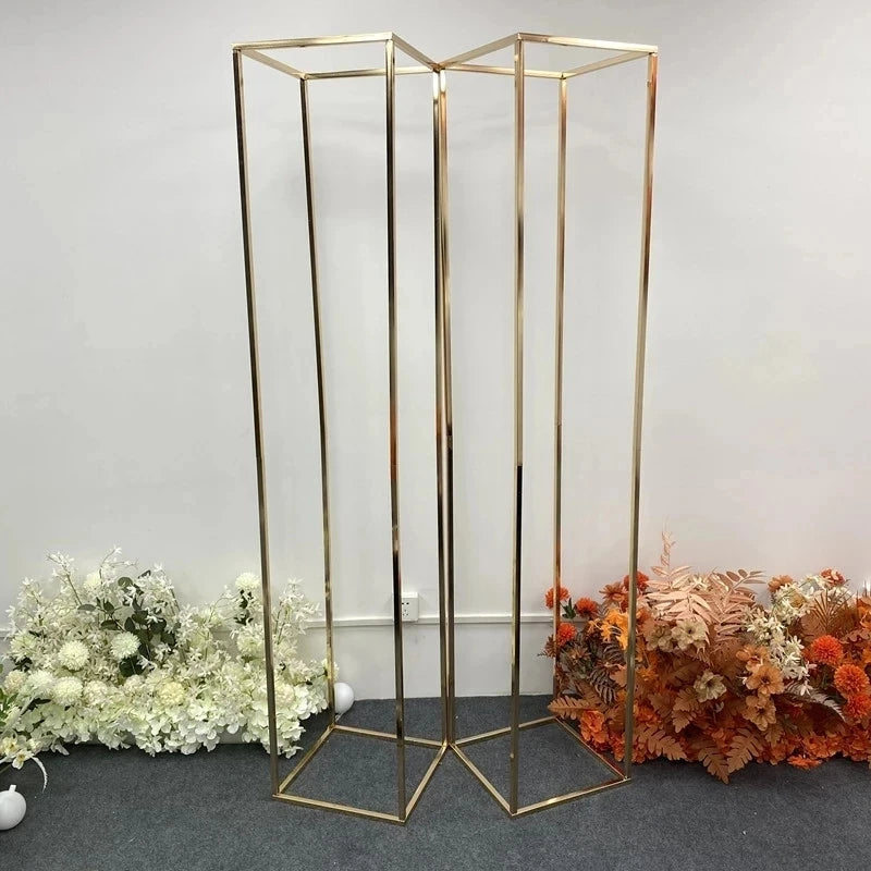 Iron Square Screen Gilded Flower Stand, Wedding Arch Props, Backdrop, Geometric Shelf, Cake Pillar, Birthday Party Supplies, 2m