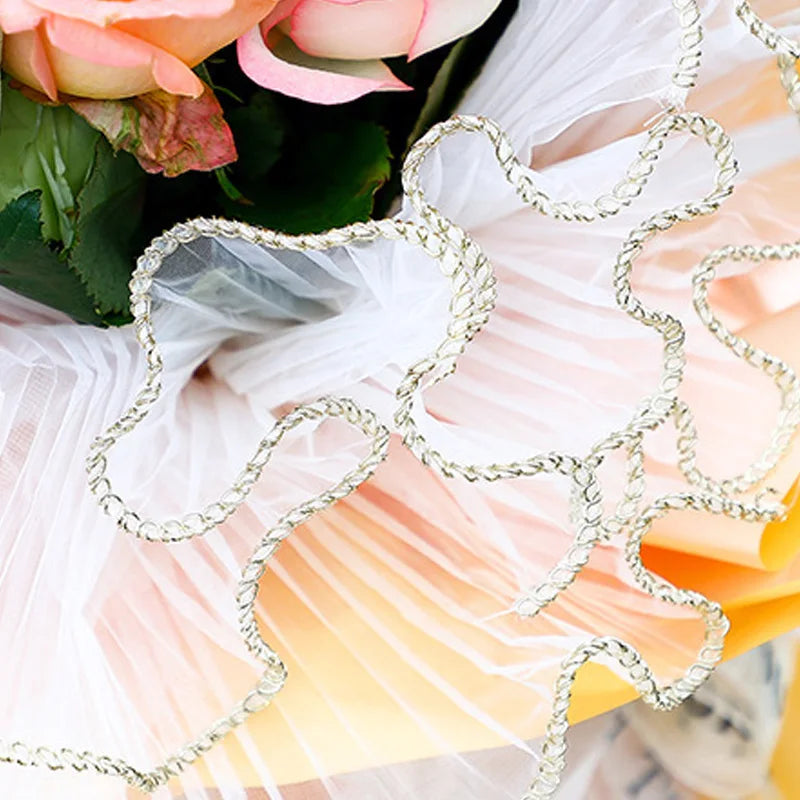 28cmx400cm Flower Wrapping Paper Pearl Wave Yarn Lace Mesh Florist Bouquet Valentine&