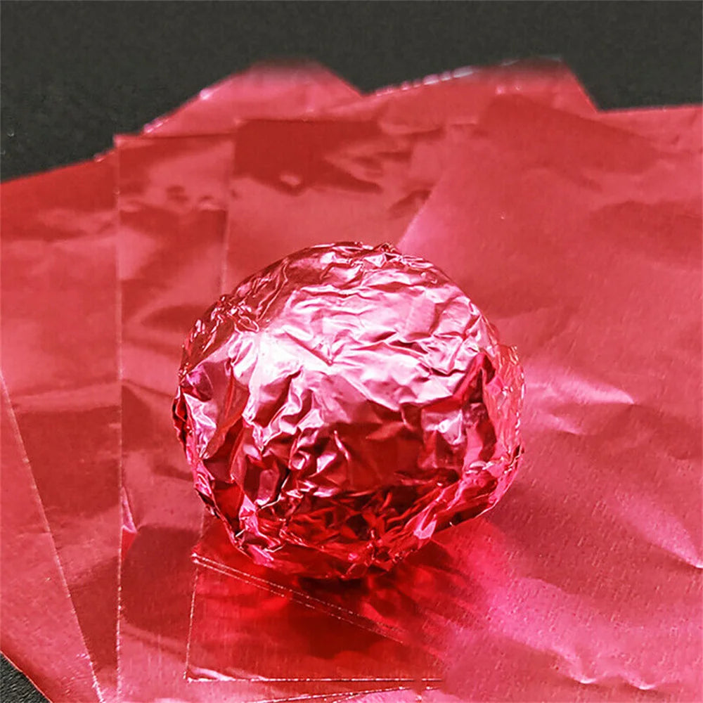 100pcs 8x8cm Aluminum Foil Wrapping Sheets – DIY Food Packaging for Chocolate & Candy