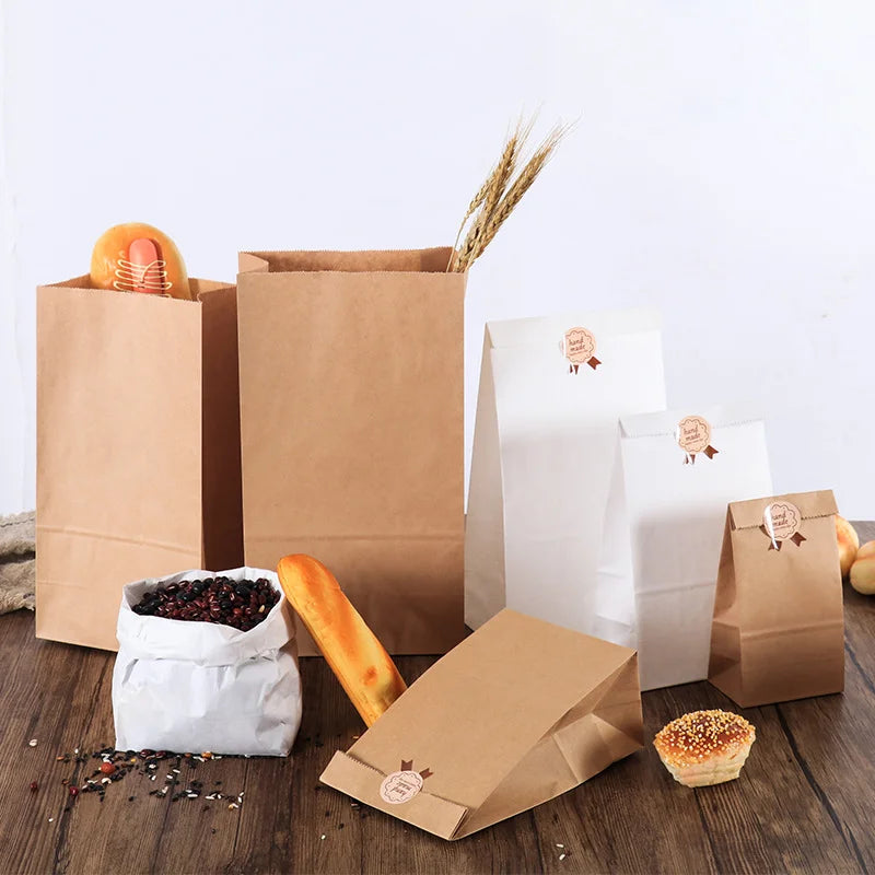 25/50pcs kraft paper bags brown exquisite gift bag recyclable takeout bags food baking packaging bag candy storage wholesale