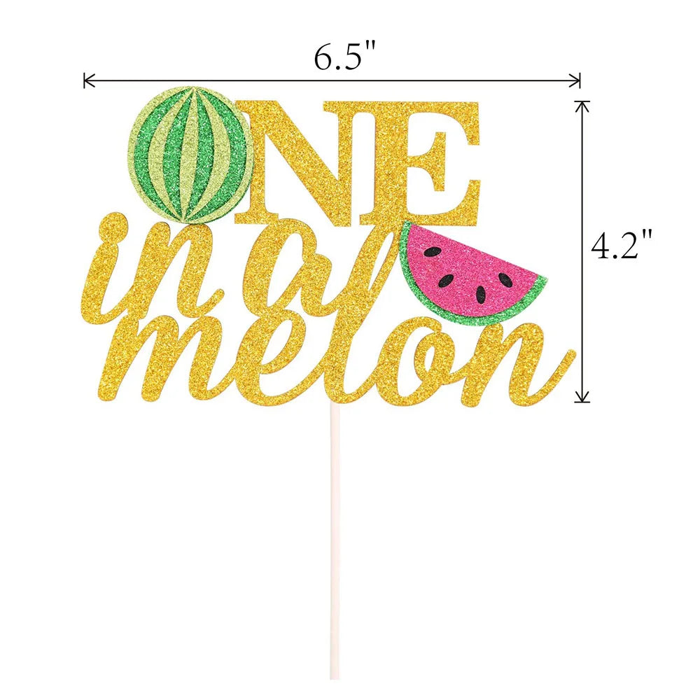One in a Melon Cupcake Topper Baby Kids 1st Birthday Party Cake Decor Watermelon Themed Party Supplies Baby Shower Girl Birthday