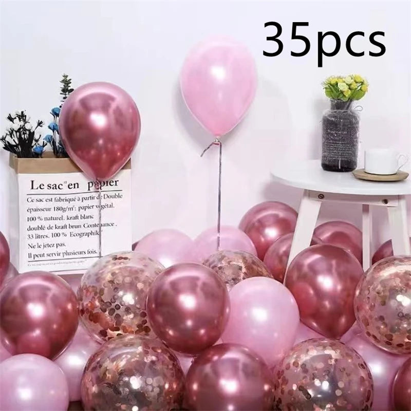 16pcs Black Metallic Sequin Balloons – Party Decorations for Birthday, Wedding & Graduation