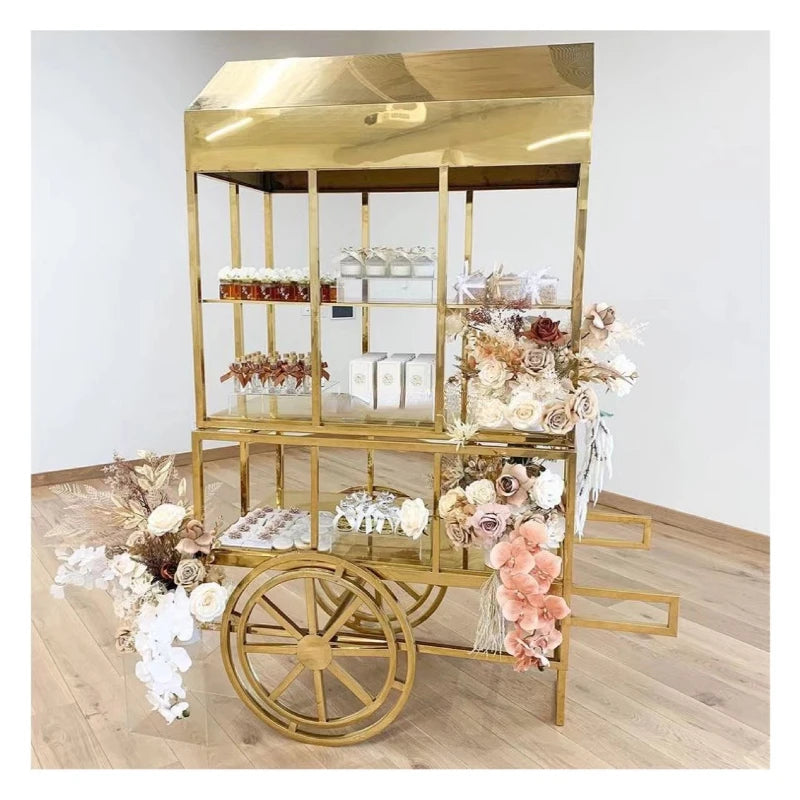 wedding supplies event deco candy bar wedding candy cake dessert display White candy cart wedding