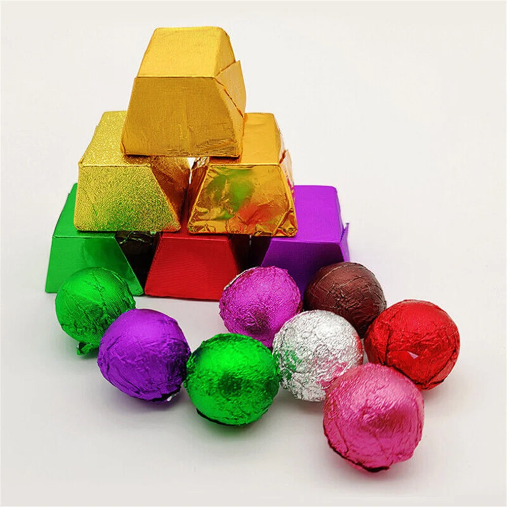 100pcs 8x8cm Aluminum Foil Wrapping Sheets – DIY Food Packaging for Chocolate & Candy