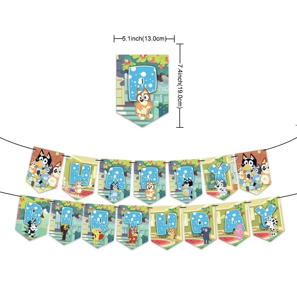 Hot Cartoon bluye family Theme bluye Balloons Party Supplies Birthday Banner Latex Balloon Decoration Cake Supplies DIY gift