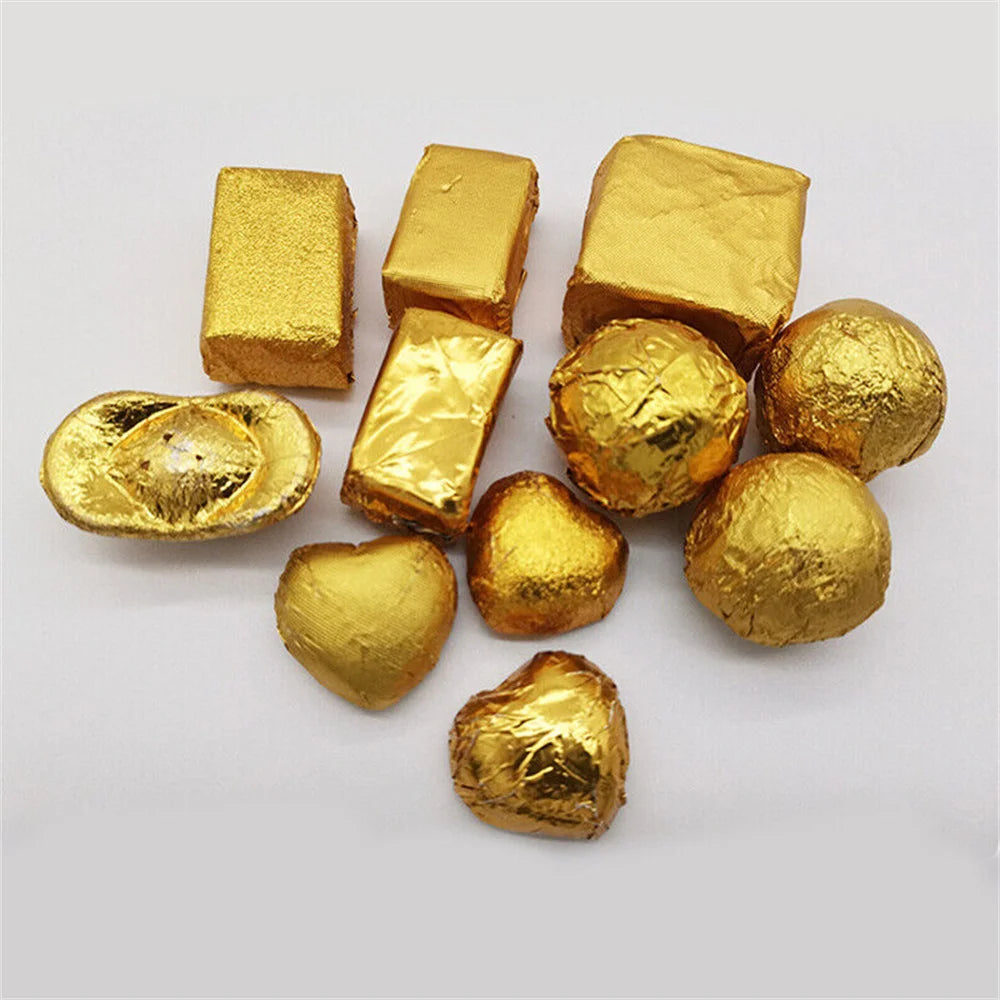 100pcs 8x8cm Aluminum Foil Wrapping Sheets – DIY Food Packaging for Chocolate & Candy