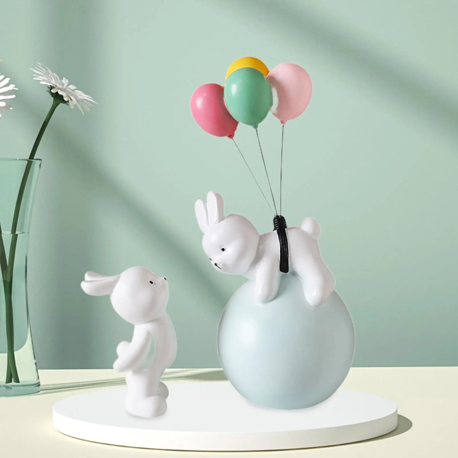 Balloon Bunny Figurine, Funny Tabletop Ornaments for Living Room TV Stand Bookshelf Arrangement Desktop