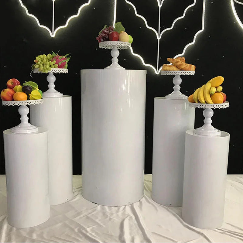 China Supplies Decorative Round Cylinder White Iron Cake Table for Events Party