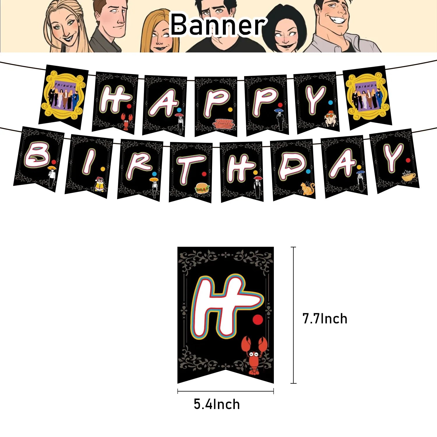 Friends Theme DIY Balloons Party Supplies Birthday Banner Latex Balloon Decoration Cake Supplies Kid Girl gift