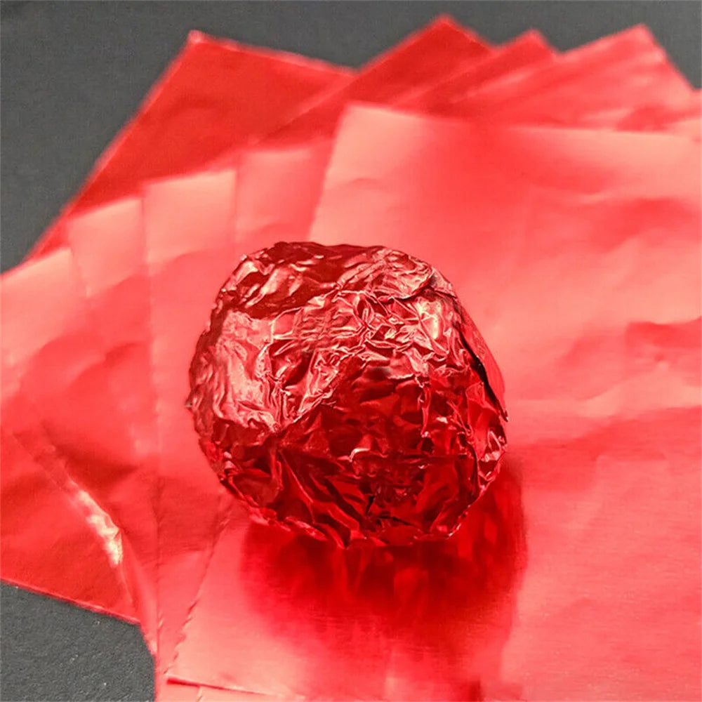 100pcs 8x8cm Aluminum Foil Wrapping Sheets – DIY Food Packaging for Chocolate & Candy