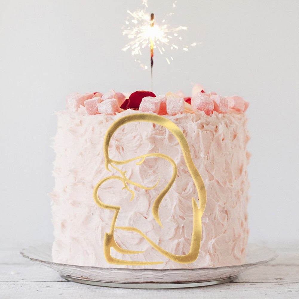 Acrylic Minimalist Art Lady Face Cake Topper Wedding Sexy Woman Girl Happy Birthday Cake Topper Party Supplies Cake Decorations