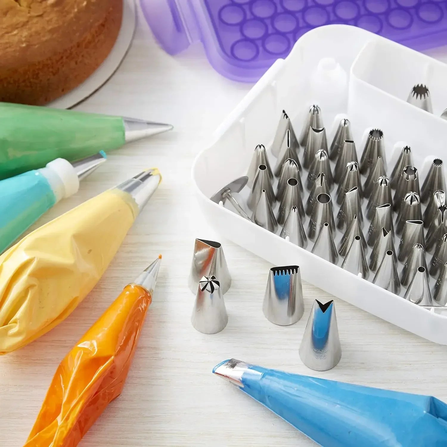 Piping Tips for Cake & Cupcake Decorating, 55-Piece Cake Supply Master Decorating Tip Set, Metal Tips 66 discount
