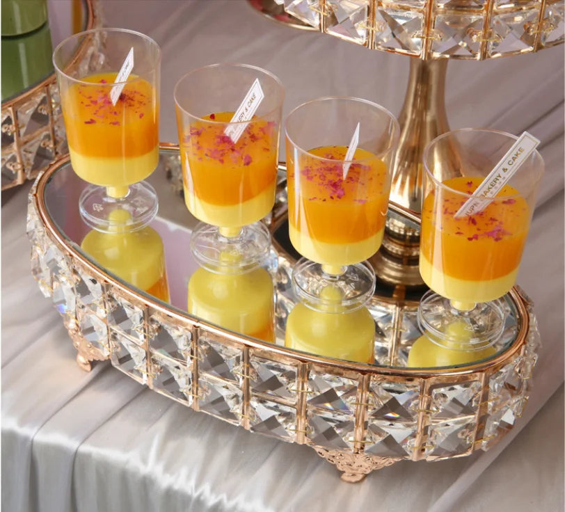 Wholesale Hot Party Supplies Cake Tools Metal Cake Table Crystal Round Square Wedding Cake Dessert Stand Set