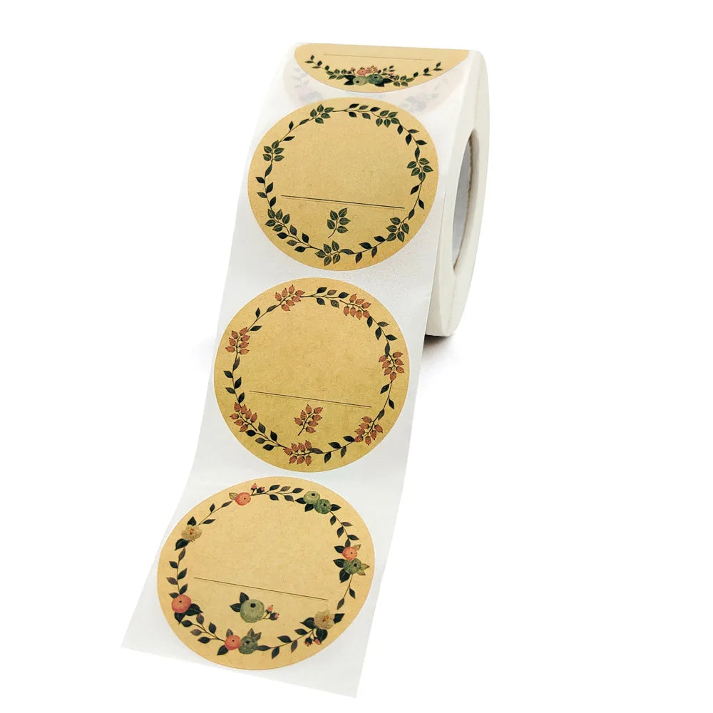 50–500pcs 2-Inch Kraft Paper Flower Thank You Stickers – Labels for Gift Packaging, Baking & Small Business Use