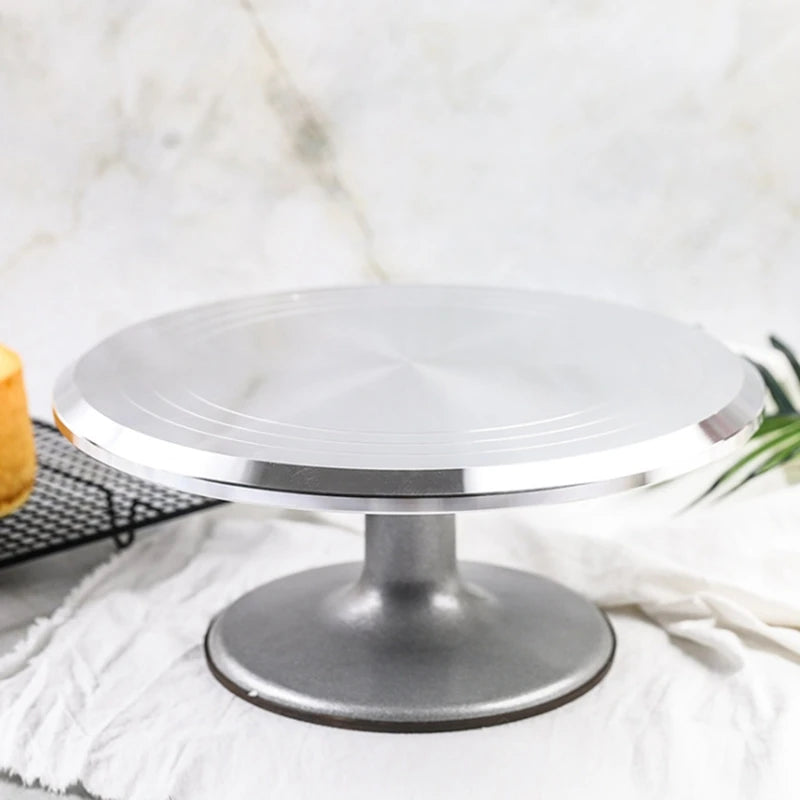 BEAU-Aluminium Alloy Revolving Cake Stand 12 Inch Rotating Cake Turntable For Cake, Cupcake Decorating Supplies Bake Tool