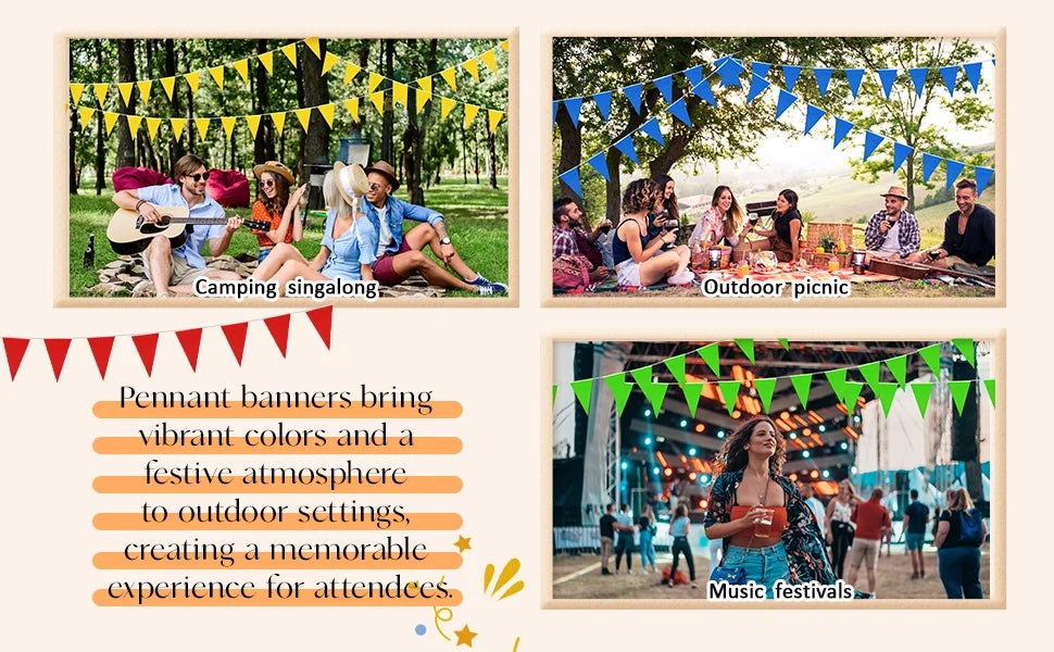 33 Ft Banners Flags String Triangle Bunting Pennant Garland for Grand Graduation Birthday Party Festival Celebration (Orange)