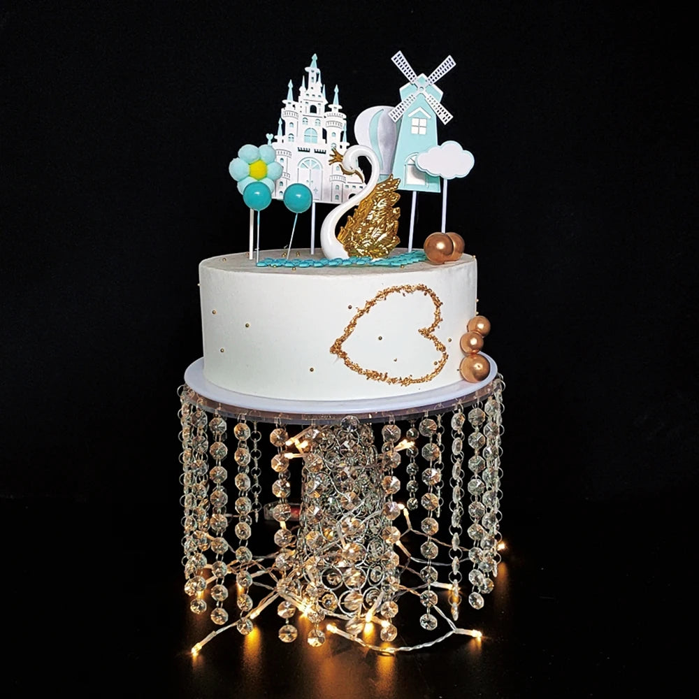3pcs-9pcs/lot Metal Cake Display Stand Acrylic Plate Crystal Metal Cake Pedestal, Snack Tray, Baking Party Supplies Centerpiece