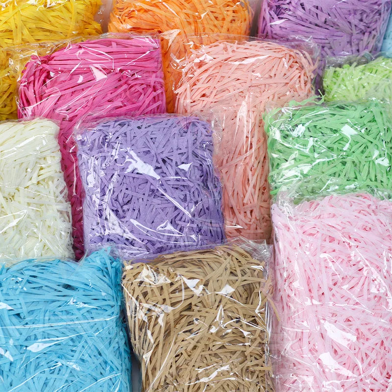 20g/50g Glitter Raffia Paper Shreds – Decorative Filler for Gift Packing, Baskets & Christmas Hampers