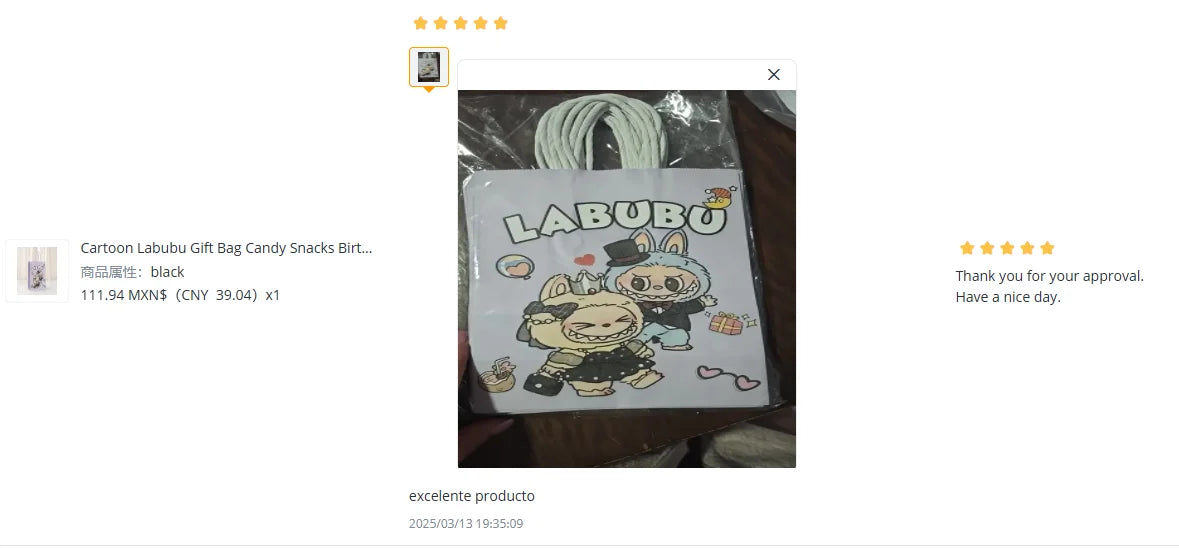 Cartoon Labubu Gift Bag Candy Snacks Birthday Gift Bag 10 Pack Gift Baking Shopping Portable Paper Bag