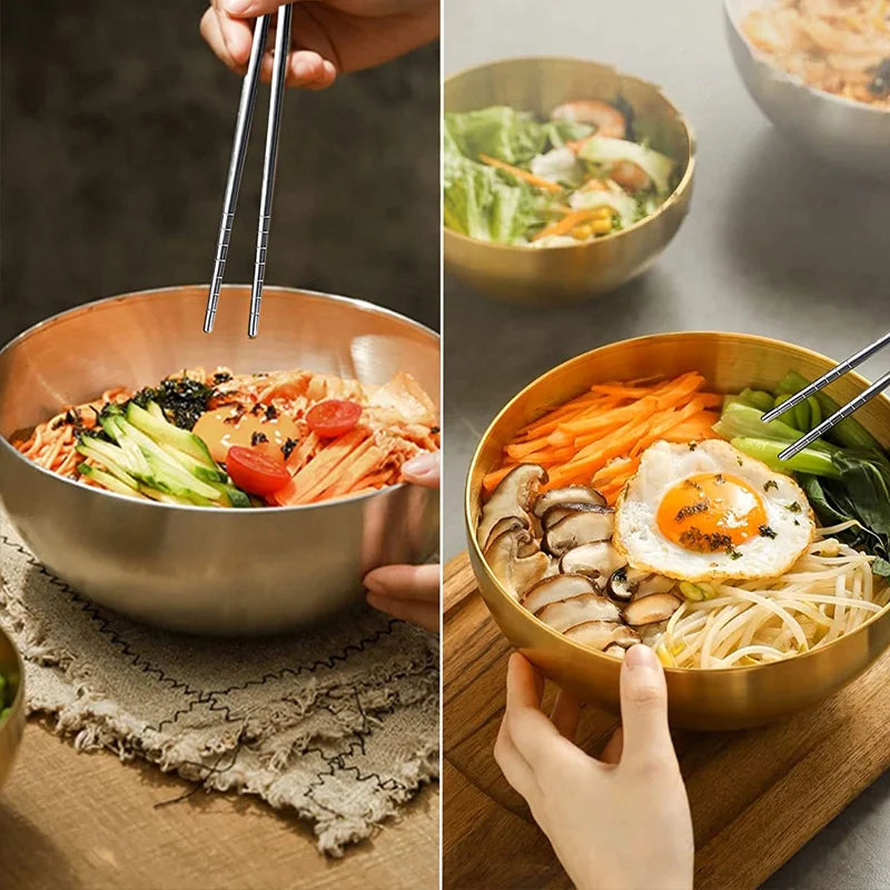 1/2/5 Pairs Chinese Chopsticks Stainless Steel Non-slip Sushi Chopstick Korean Japanese Food Metal Sticks Kitchen Tableware Set