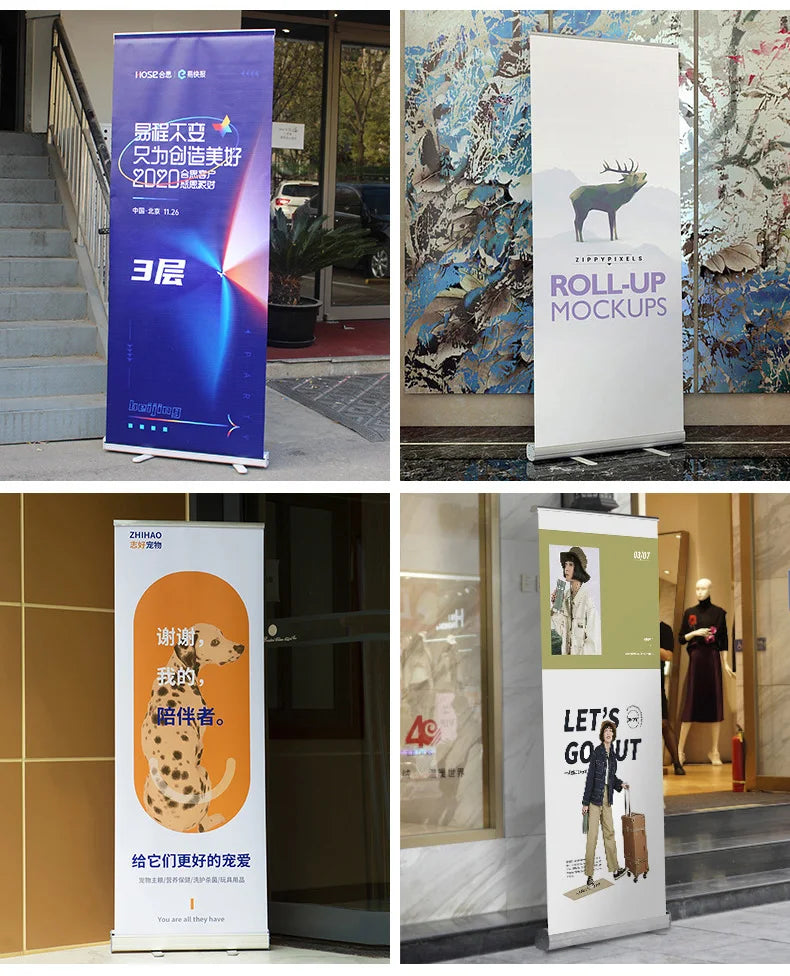 Custom Roll Up Banner Stand Flag Poster Screen 80*200cm High Quality Aluminum Alloy With Graphic Free design Cover