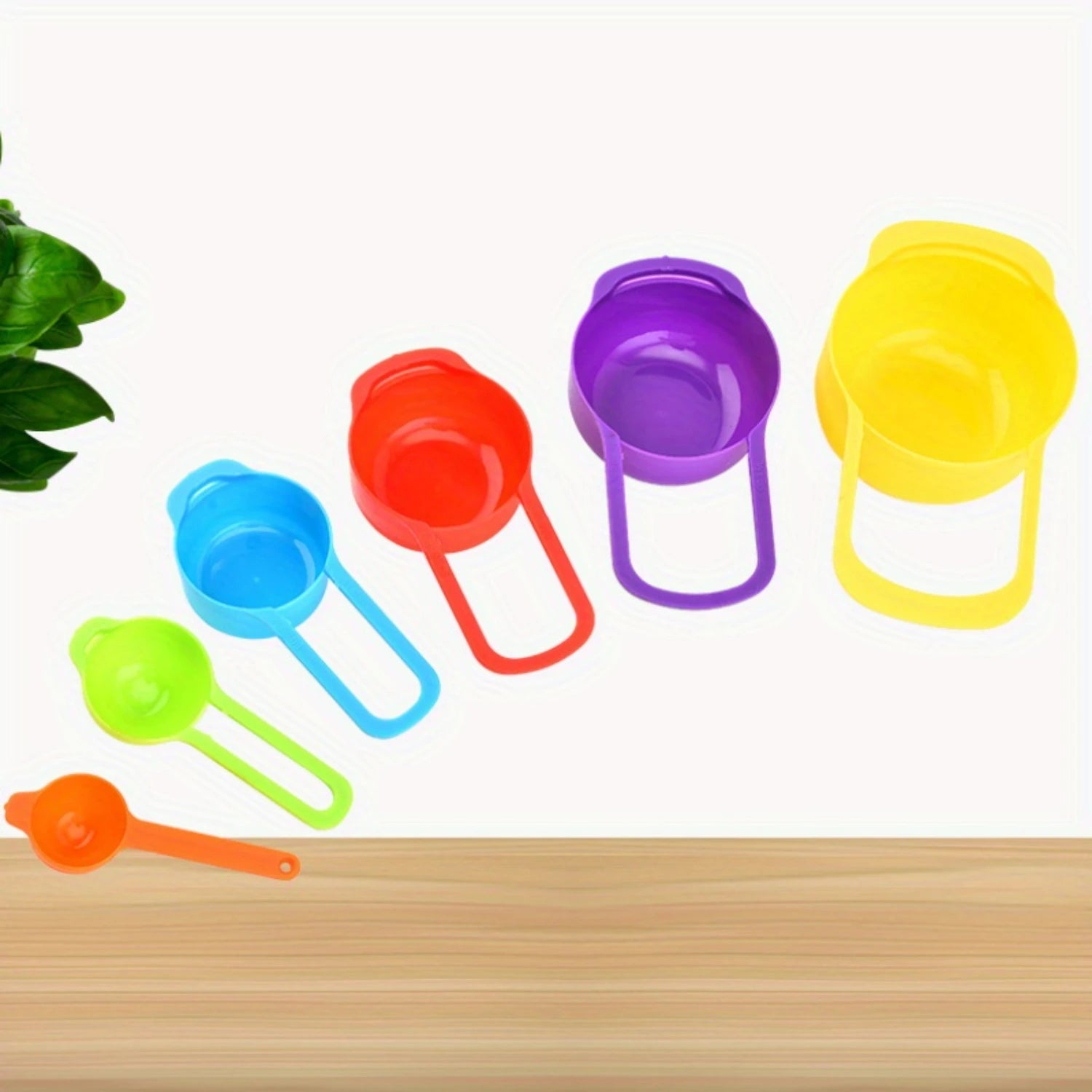 6in1 Colorful Plastic Measuring Cup and Spoon Set for Dry and Liquid Ingredients - Baking Tools and Kitchen Utensils