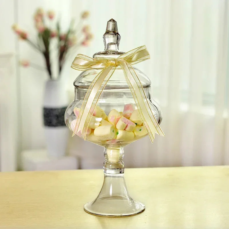 European candy jars transparent Glass bottles lid storage dust-proof cake stand dessert tea caddy wedding vase Decor supplies