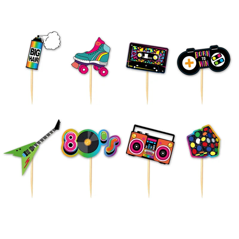 Hip Hop Music Cupcake Topper For 80‘s 90’s Party Decorations Hip Hop Dessert Decor Adult Birthday Party Supplies Tableware