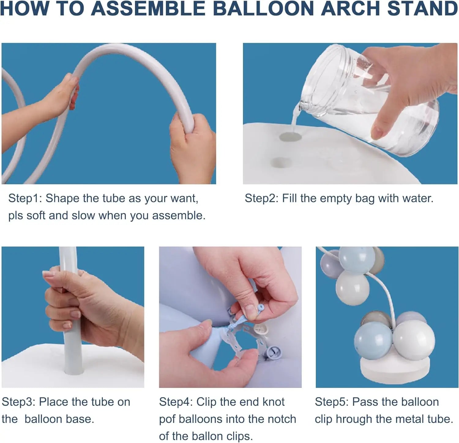 Balloon Stand Arch Free Bending Shape Stand Balloon Column with Base Wedding Birthday Party Baby Showers Decorations 2.8M/1.9M