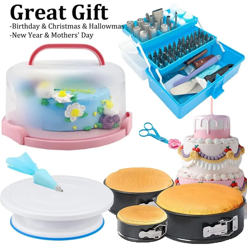 Cake Decorating Kit-520 PCS Cake Decorating Supplies Kit with Cake Carrier,Storage Case,Springform Pans Set,Bakeware