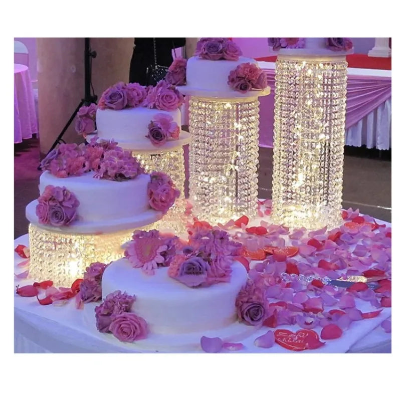 Metal Gold Crystal Cake Stand for Wedding Birthday Home Party Cupcake Stand Supplies and Decorations