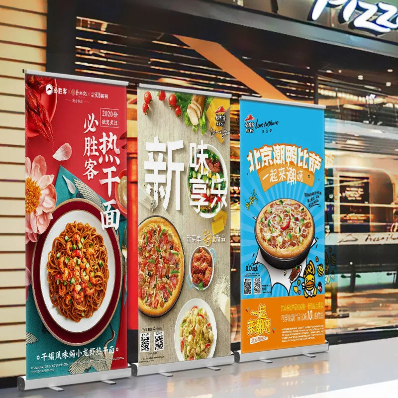 Custom Roll Up Banner Stand Flag Poster Screen 80*200cm High Quality Aluminum Alloy With Graphic Free design Cover